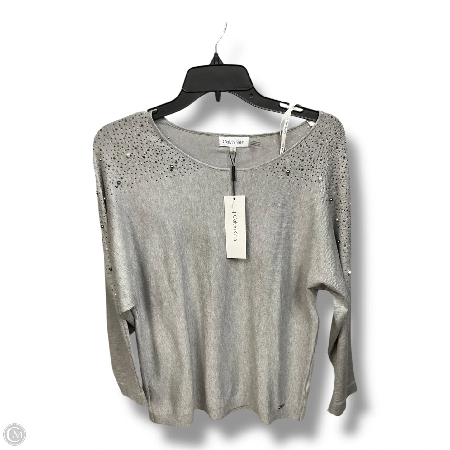 Top Long Sleeve By Calvin Klein In Grey, Size: S