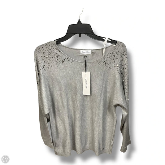 Top Long Sleeve By Calvin Klein In Grey, Size: S