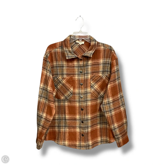 Jacket Shirt By Ee Some In Plaid Pattern, Size: S