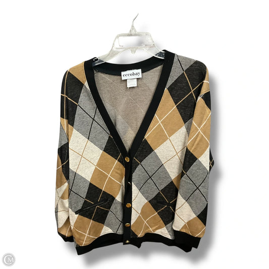 Cardigan By Ecco Bay In Plaid Pattern, Size: L