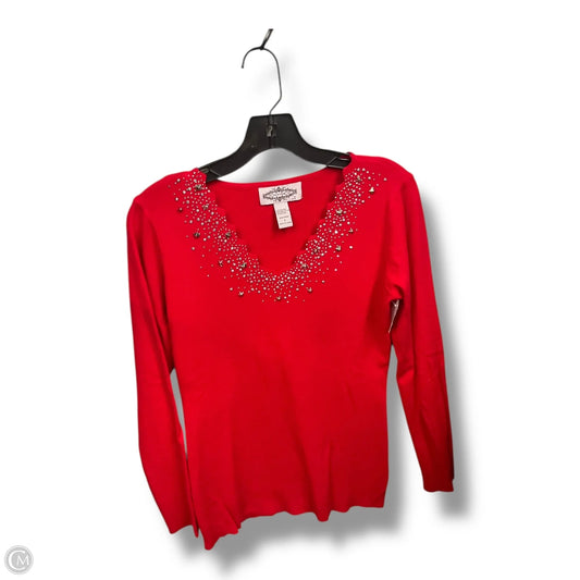 Top Long Sleeve By Clothes Mentor In Red & Silver, Size: S