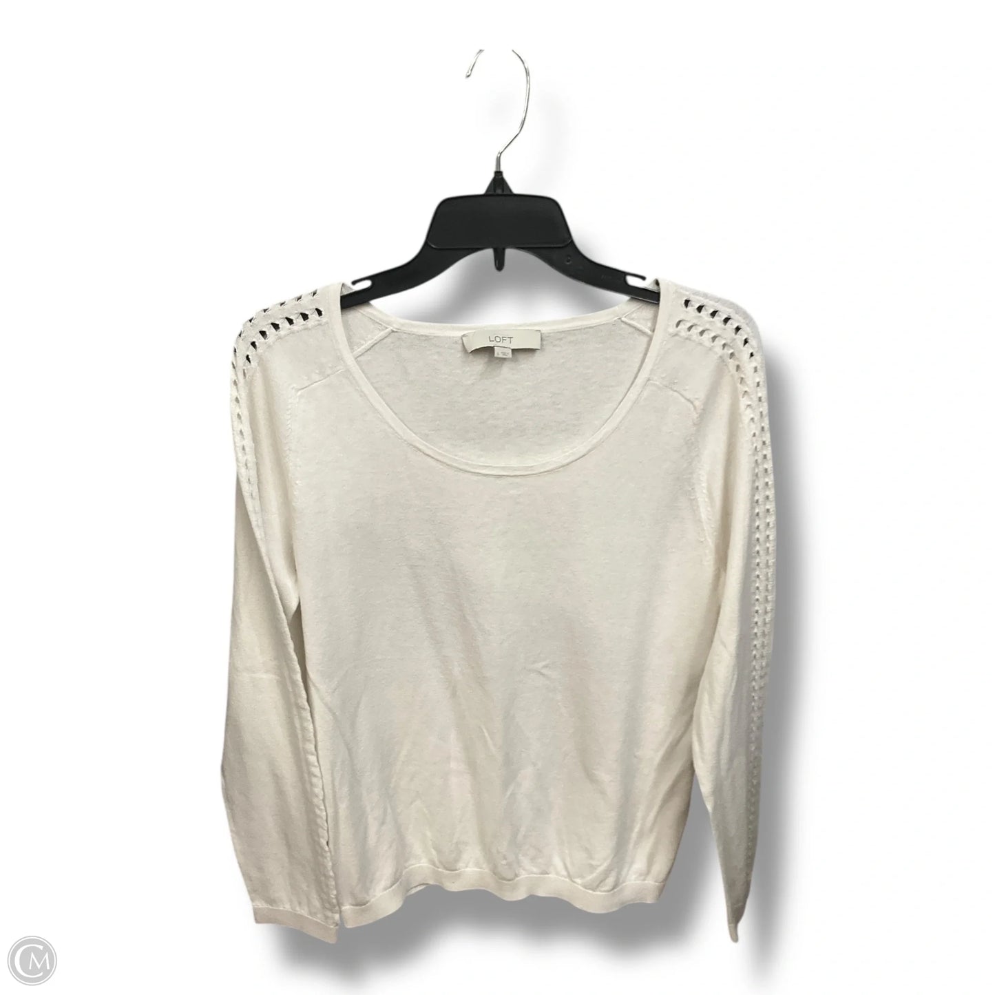 Top Long Sleeve By Loft In White, Size: L