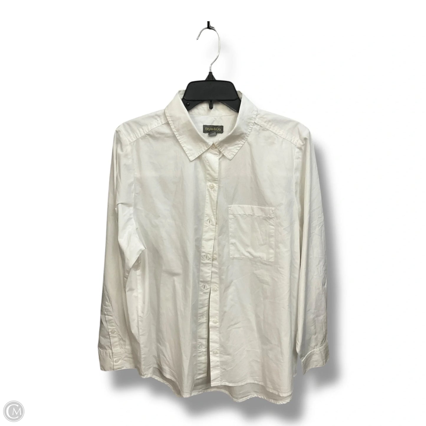 Blouse Long Sleeve By Style And Company In White, Size: 1x