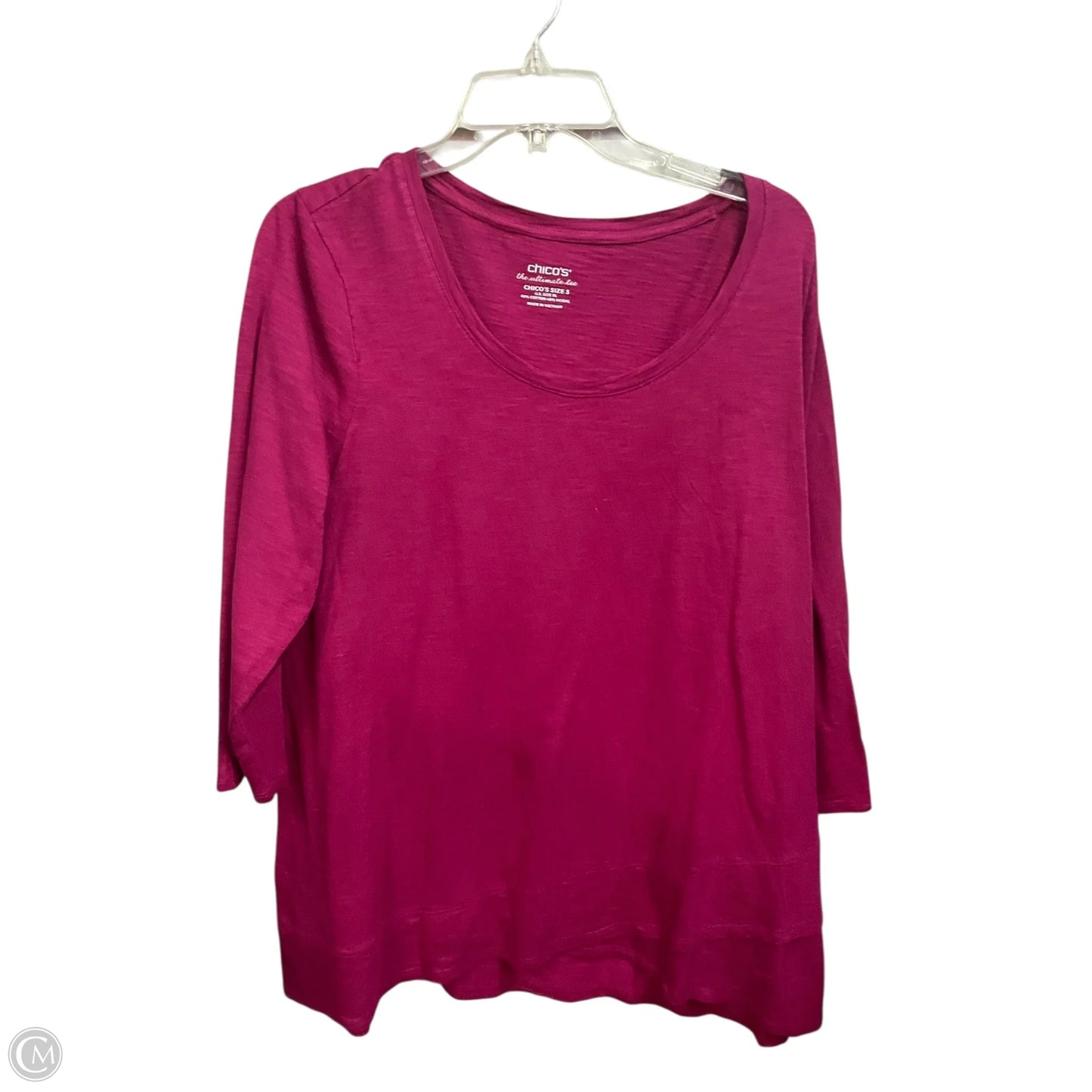 Top 3/4 Sleeve Basic By Chicos In Pink, Size: Xl