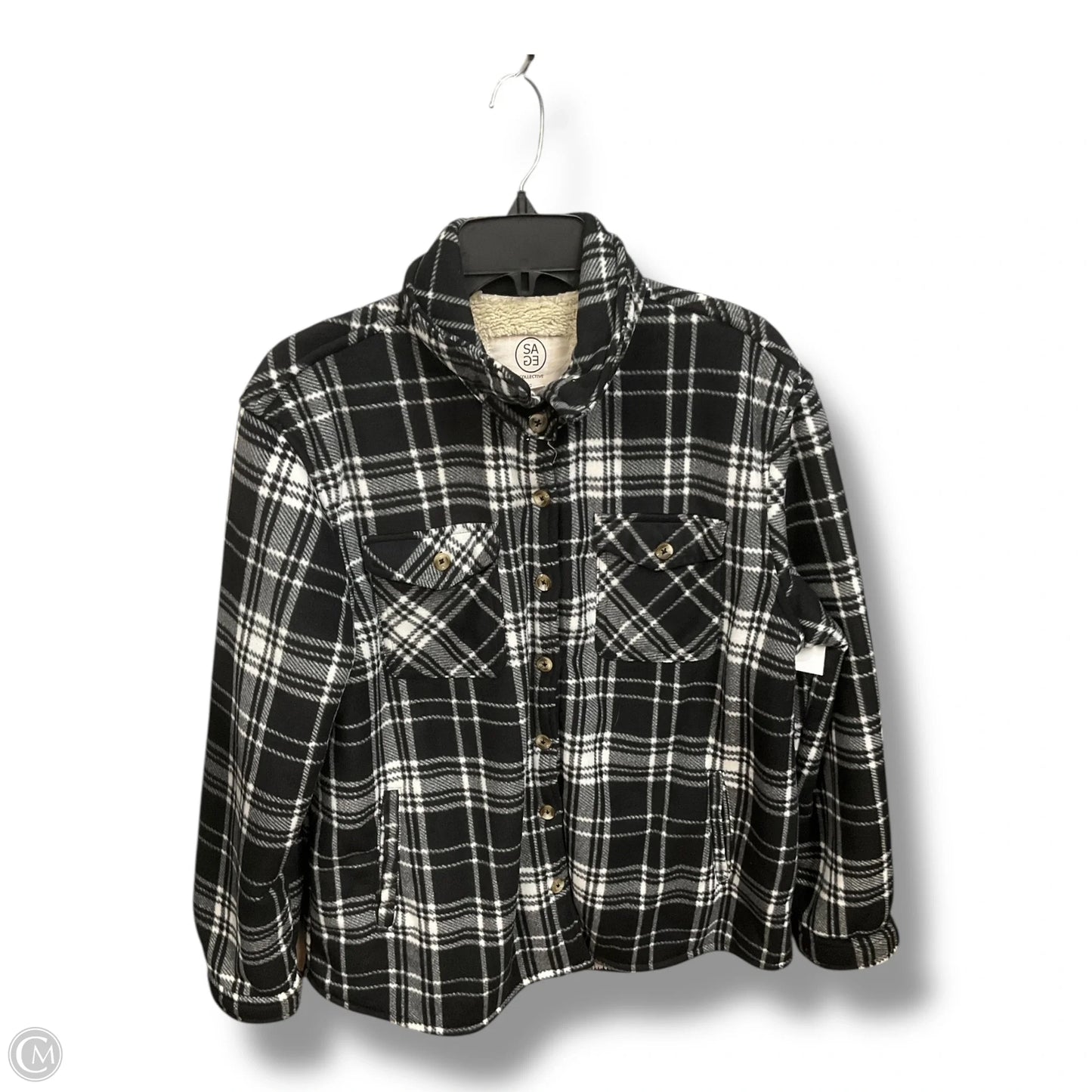 Jacket Shirt By Sage In Plaid Pattern, Size: L