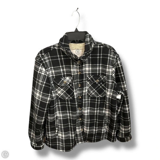 Jacket Shirt By Sage In Plaid Pattern, Size: L