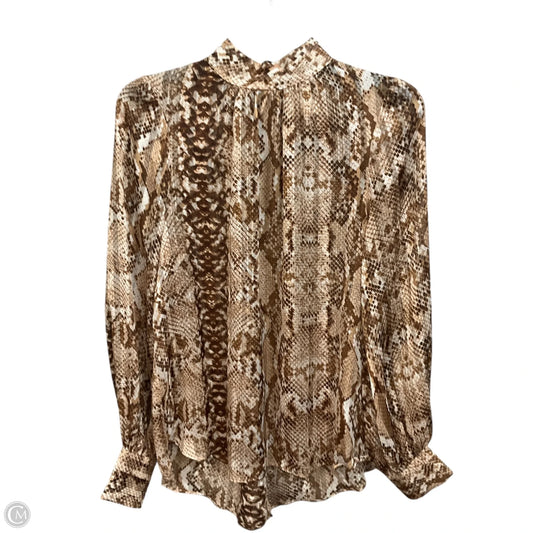 Blouse Long Sleeve By H&m In Snakeskin Print, Size: S