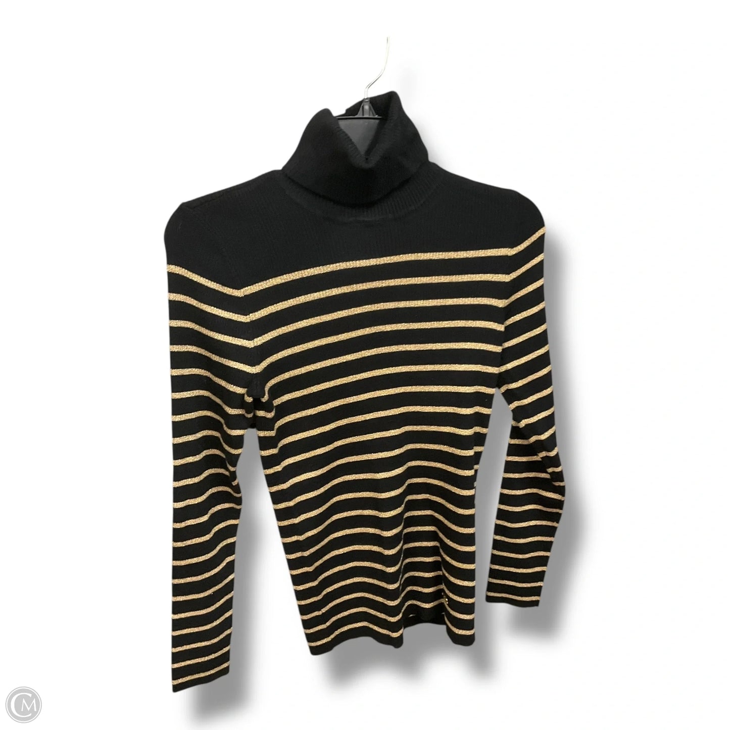Top Long Sleeve By Lauren By Ralph Lauren In Black & Gold, Size: M