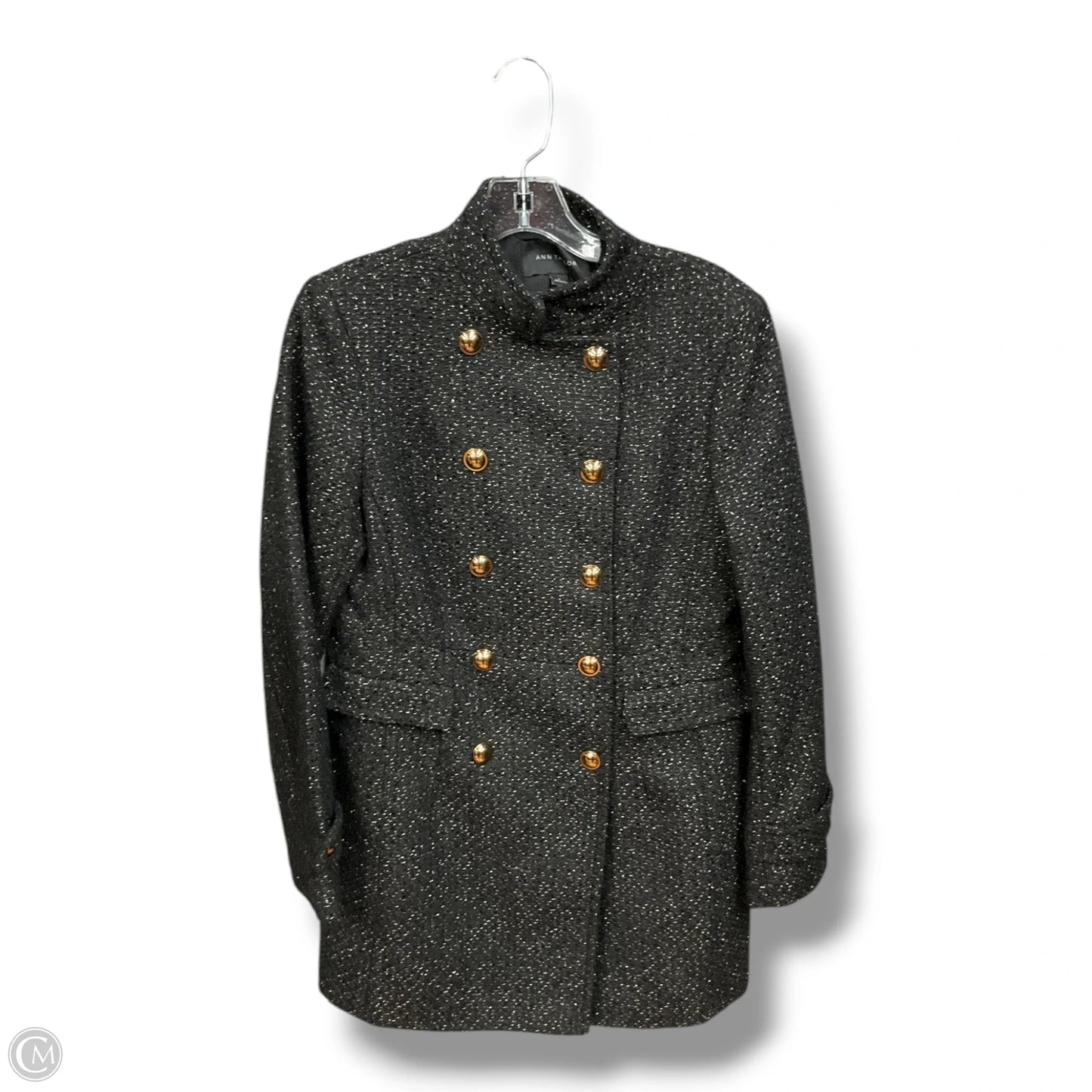 Coat Peacoat By Ann Taylor In Black & Gold, Size: S
