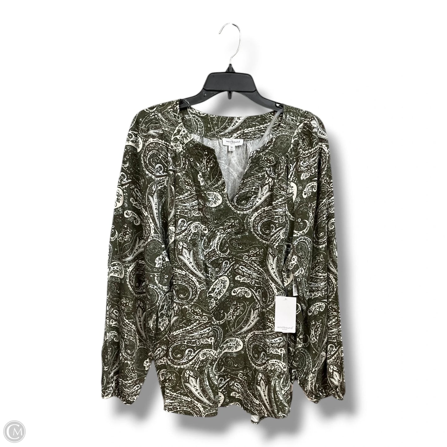 Top Long Sleeve By West Bound In Paisley Print, Size: 1x