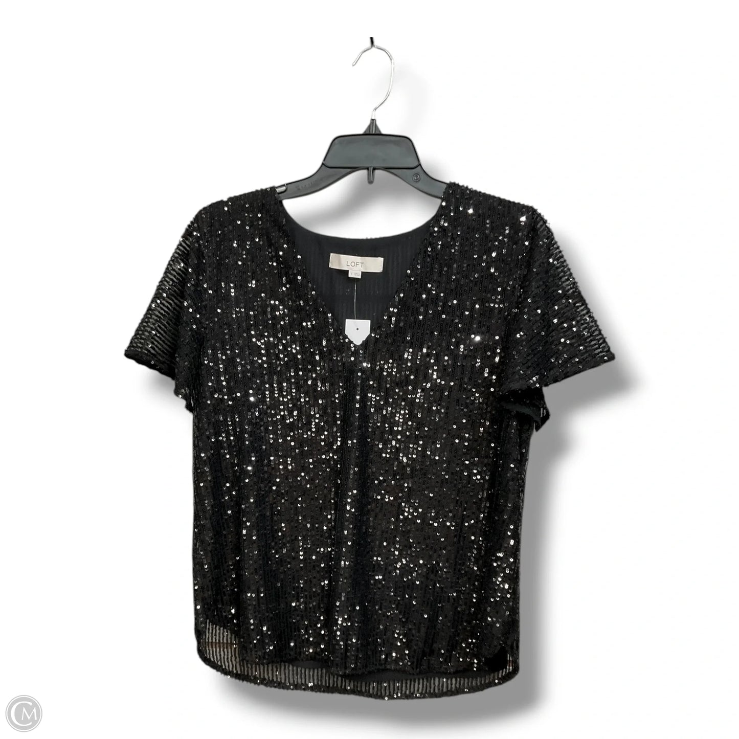Top Short Sleeve By Loft In Black, Size: S