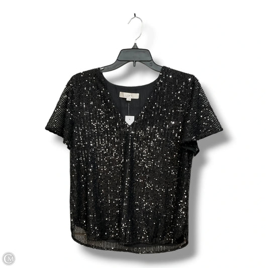 Top Short Sleeve By Loft In Black, Size: S