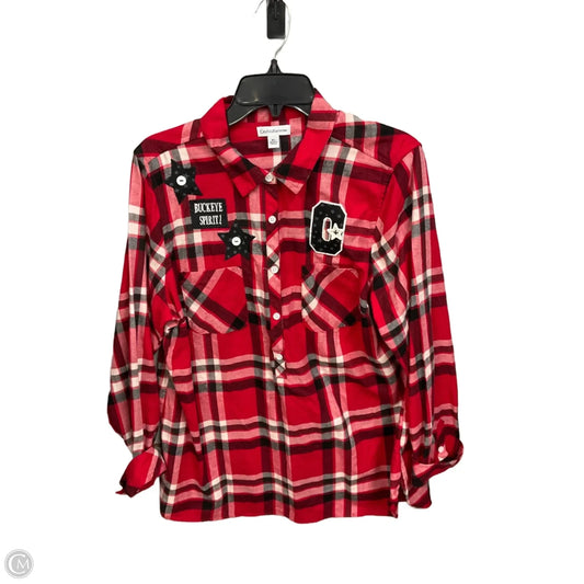 Top Long Sleeve By Croft And Barrow In Plaid Pattern, Size: Xl