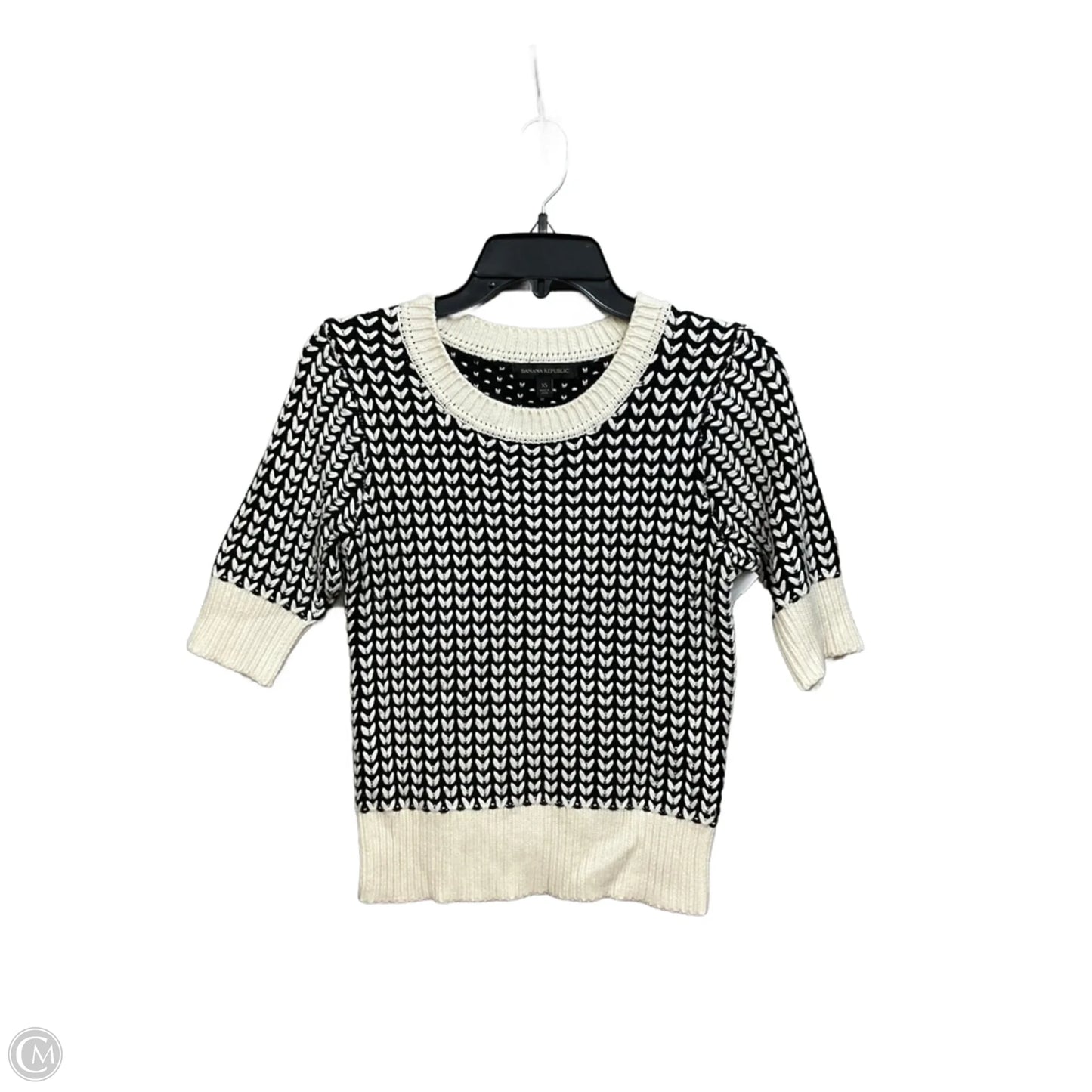Sweater Short Sleeve By Banana Republic In Black & Cream, Size: Xs