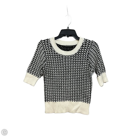 Sweater Short Sleeve By Banana Republic In Black & Cream, Size: Xs