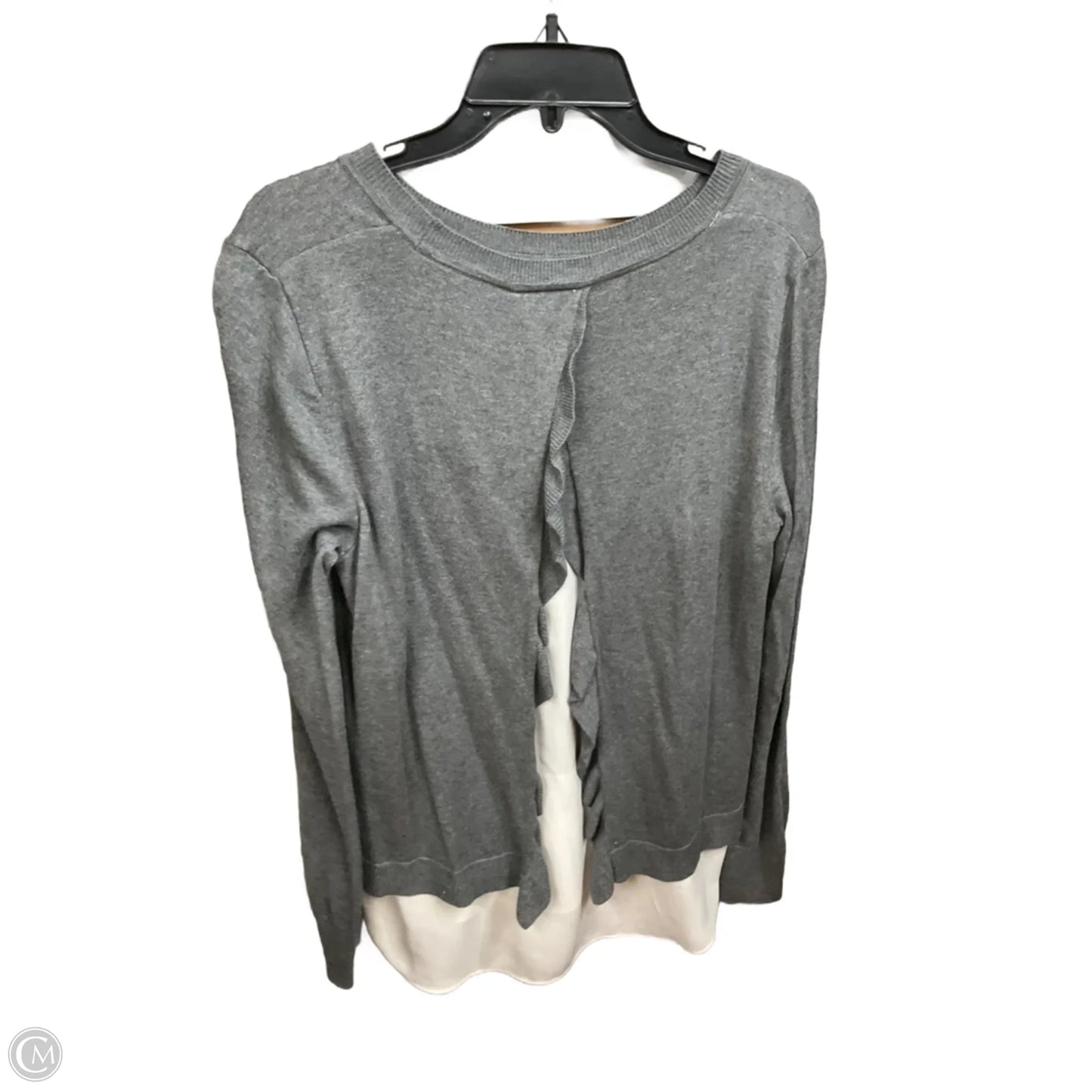 Top Long Sleeve Basic By Loft In Grey & White, Size: M