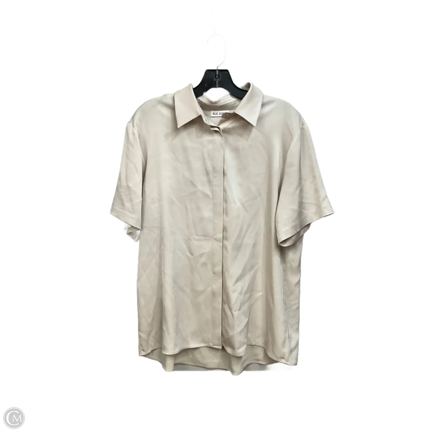 Blouse Short Sleeve By Clothes Mentor In Beige, Size: S