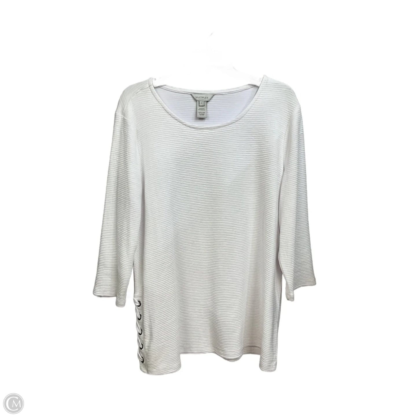 Top 3/4 Sleeve Basic By Multiples In White, Size: L