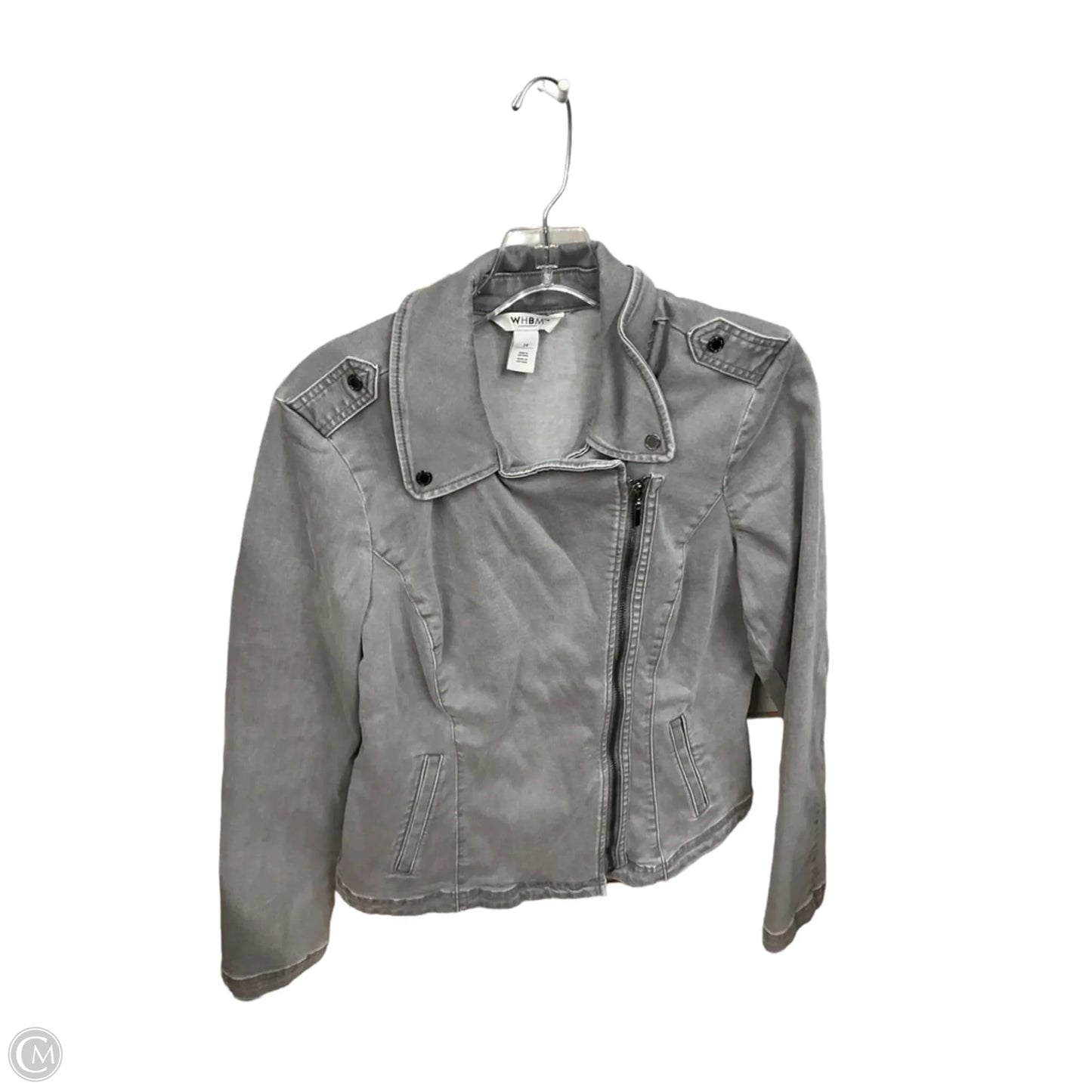 Jacket Moto By White House Black Market In Grey, Size: Xl