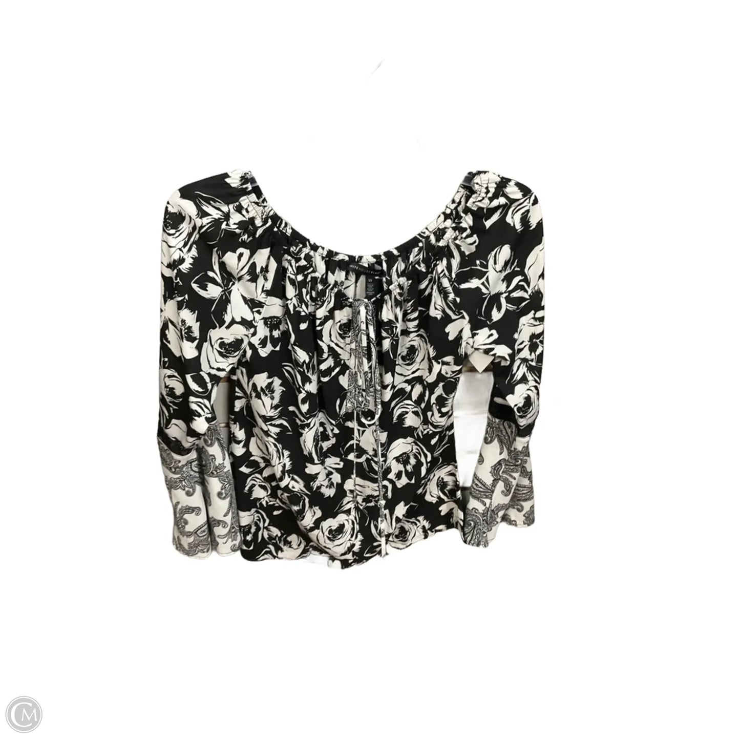 Blouse Long Sleeve By White House Black Market In Black & White, Size: Xs