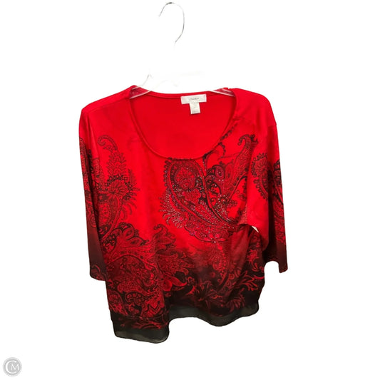 Top 3/4 Sleeve By Cj Banks In Red, Size: 1x