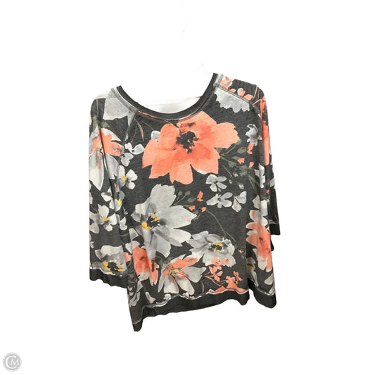 Top 3/4 Sleeve By Cato In Floral Print, Size: 3x