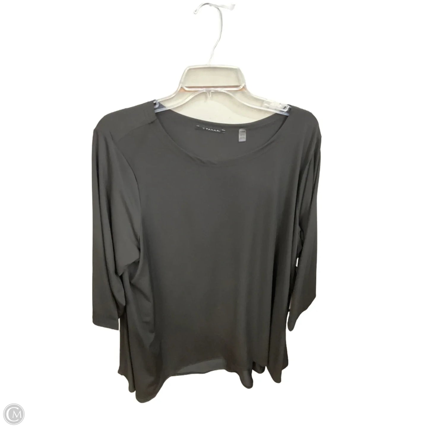 Tunic 3/4 Sleeve By Tahari In Black, Size: 2x