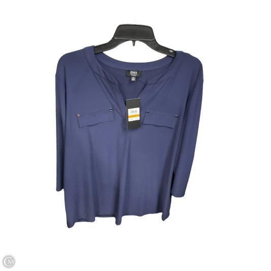 Top 3/4 Sleeve By Jones New York In Navy, Size: 3x