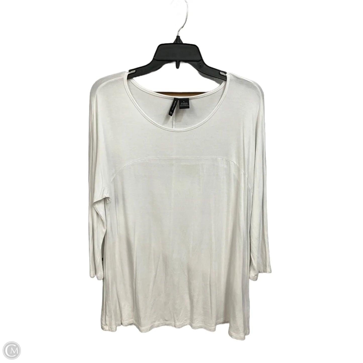 Top 3/4 Sleeve Basic By New Directions In White, Size: L