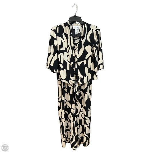 Top 2pc Short Sleeve By Joseph Ribkoff In Black & Tan, Size: 8