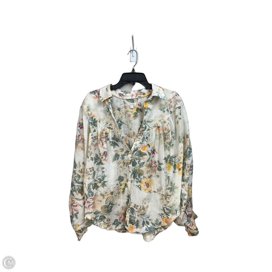 Blouse Long Sleeve By Pilcro In Floral Print, Size: Xs