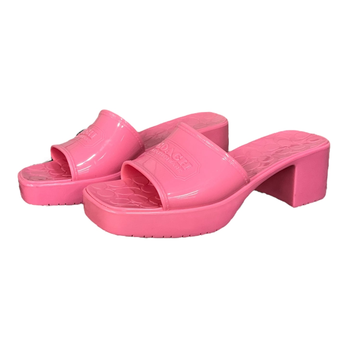 Sandals Heels Block By Coach In Pink, Size: 6