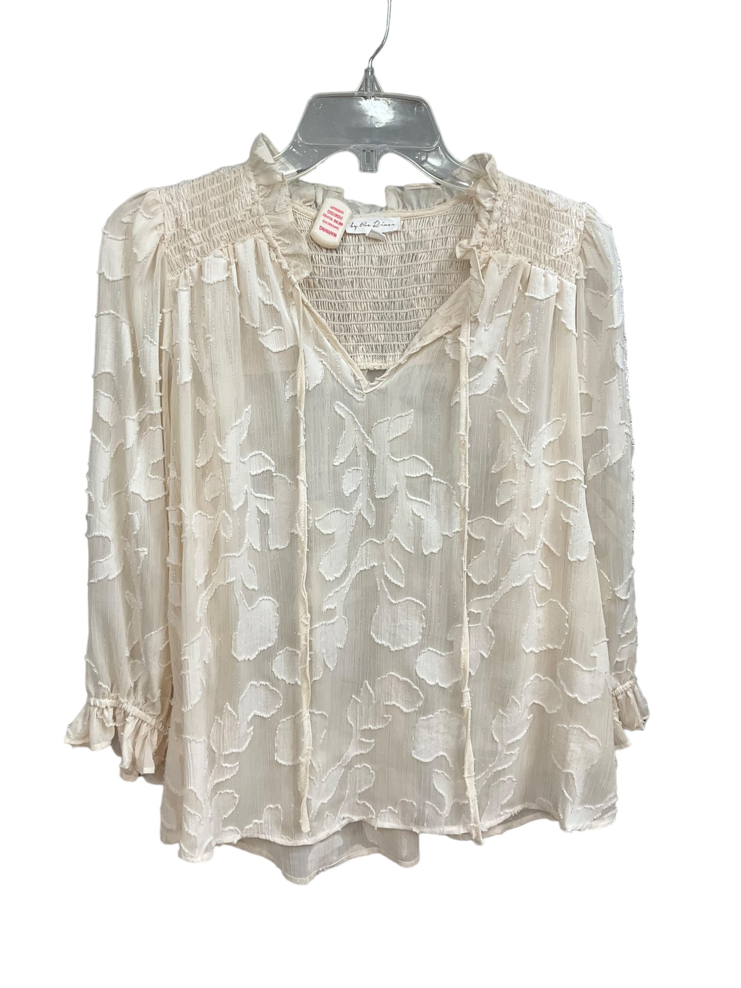 Cream Blouse Long Sleeve Clothes Mentor, Size L