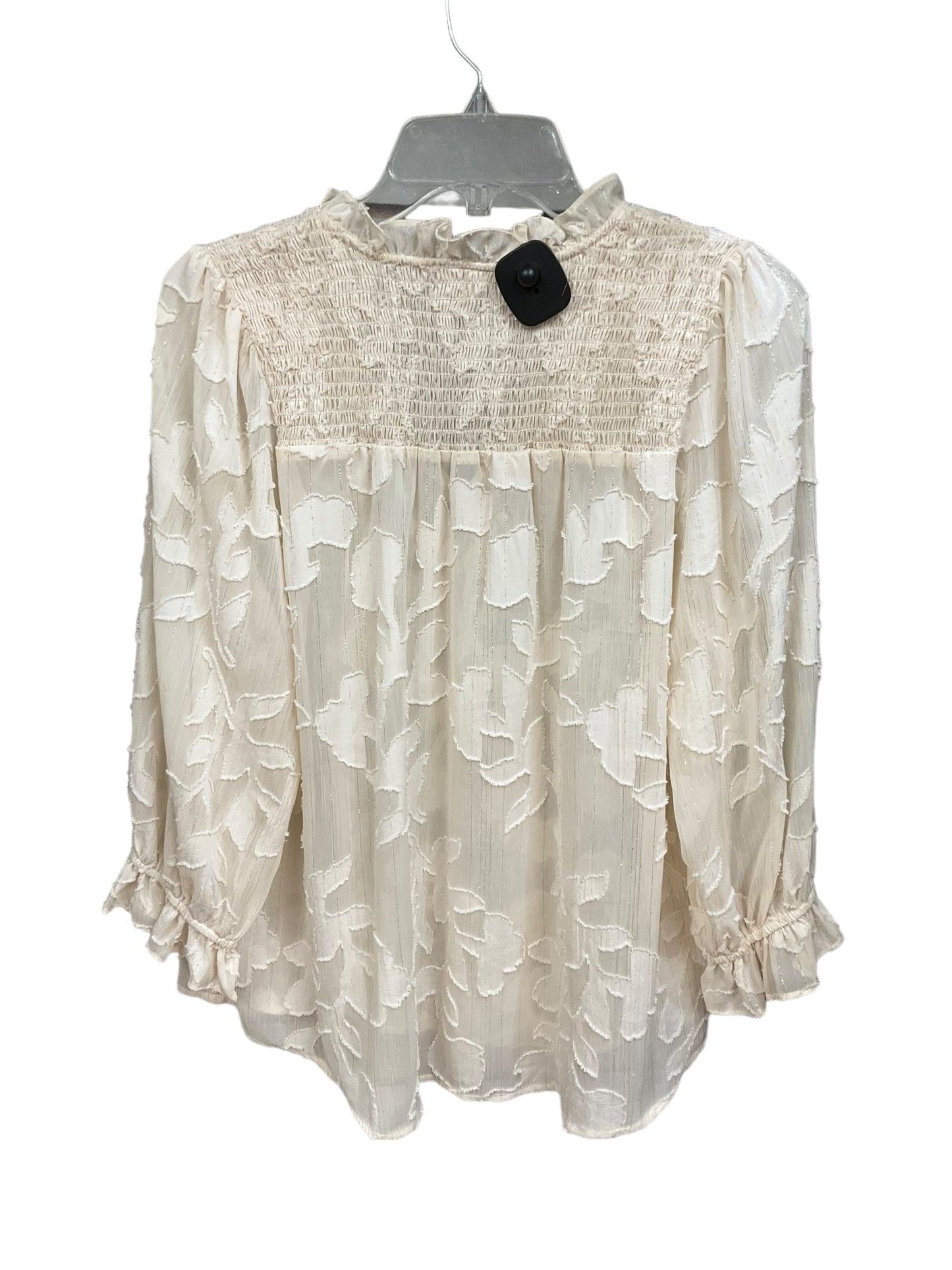 Cream Blouse Long Sleeve Clothes Mentor, Size L