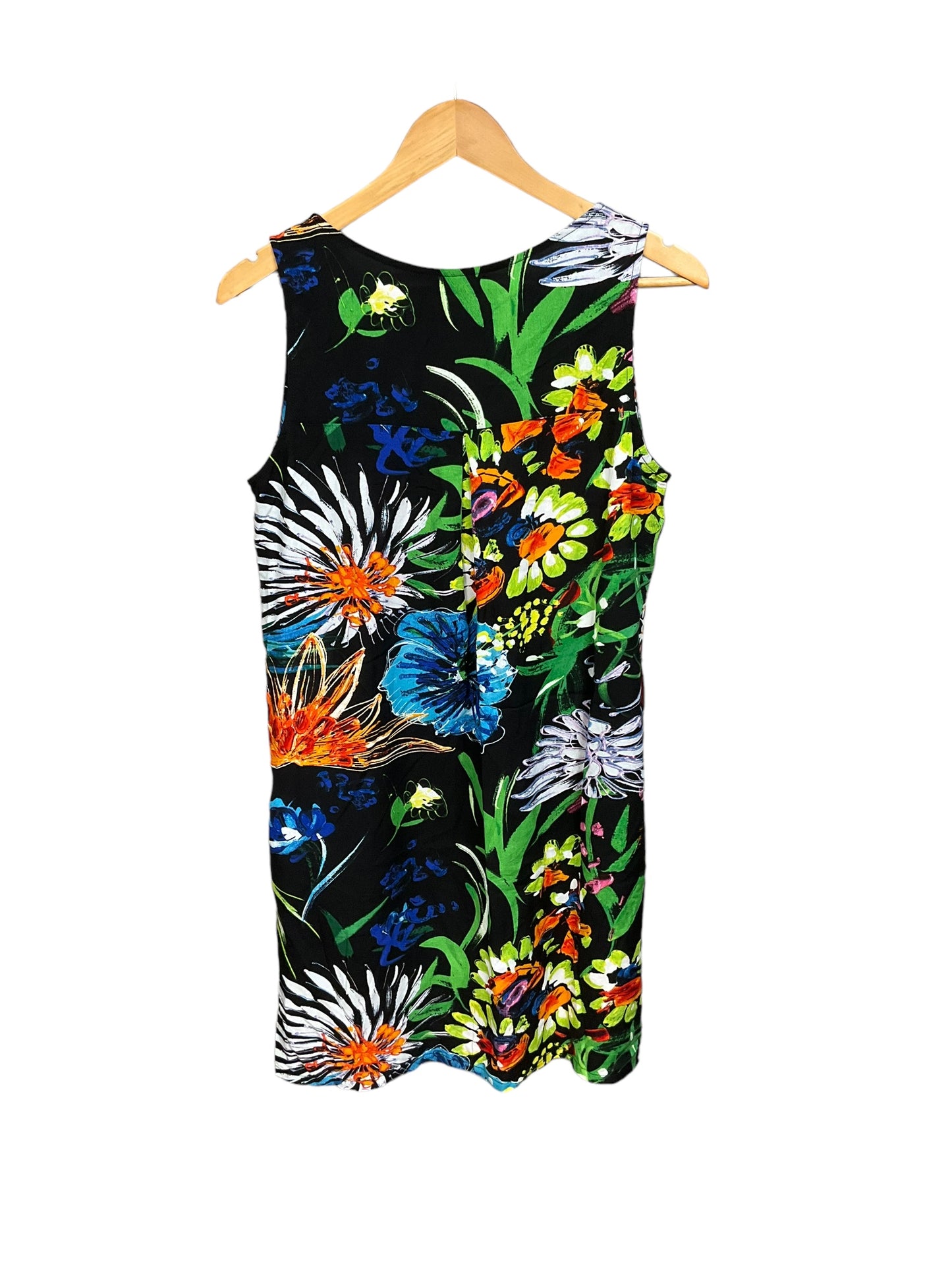 Tropical Print Dress Casual Midi Cma, Size M