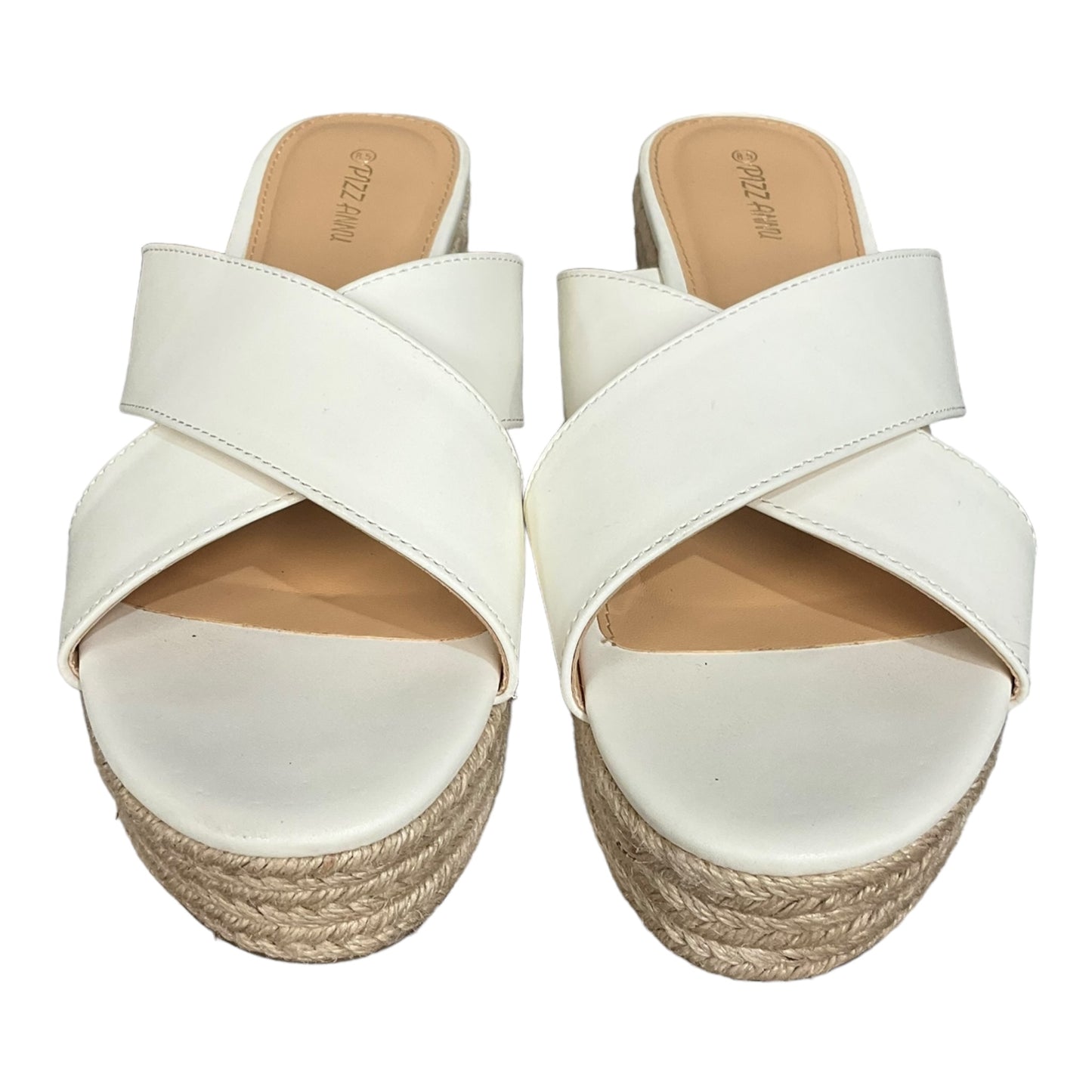 White Sandals Heels Wedge Cmb, Size 8.5