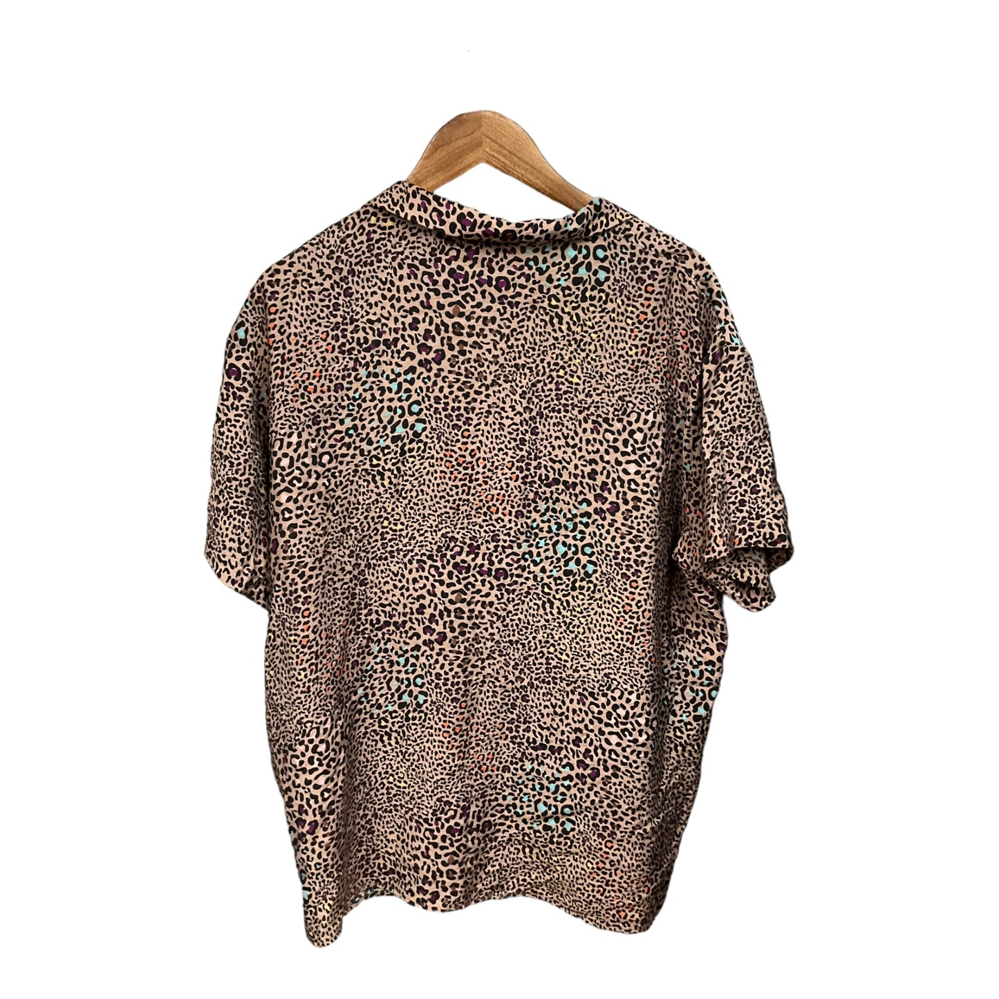 Animal Print Blouse Short Sleeve Cma, Size Xl