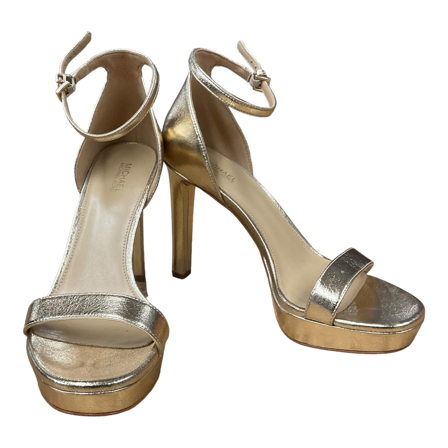 Sandals Heels Block By Michael By Michael Kors In Gold, Size: 8