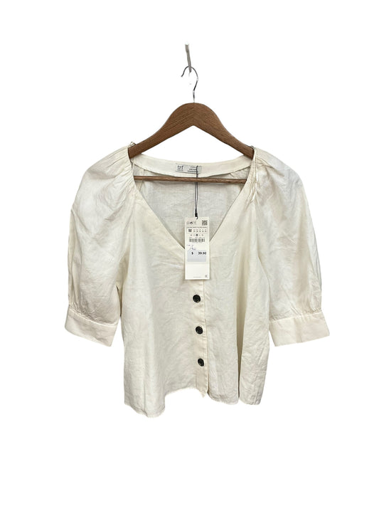 Blouse Short Sleeve By Zara In Cream, Size: M