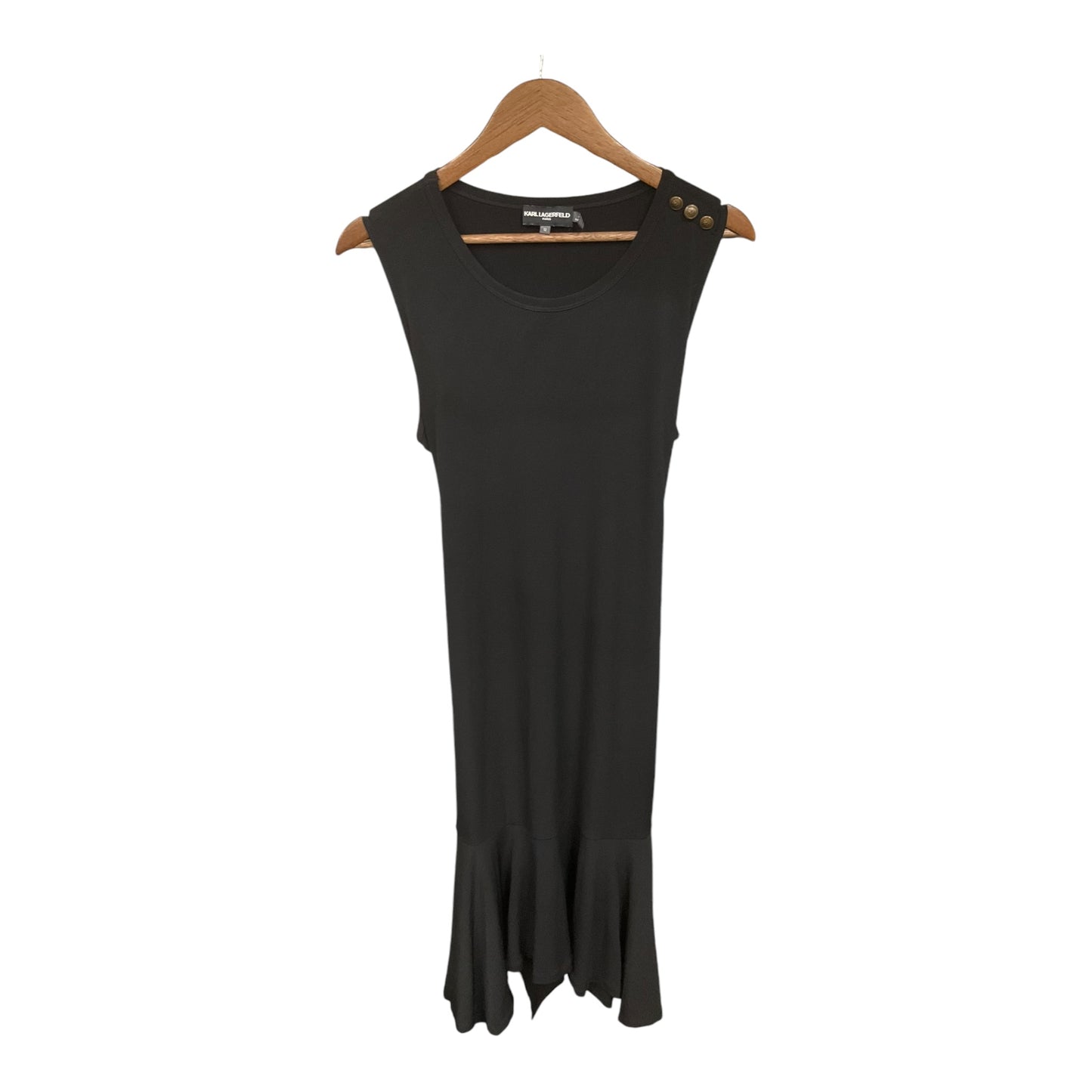 Dress Casual Midi By Karl Lagerfeld In Black, Size: L