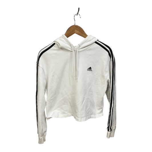 Athletic Sweatshirt Hoodie By Adidas In White, Size: L