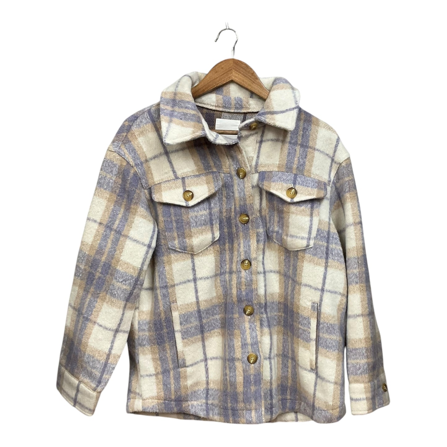 Jacket Shirt By Avec Les Filles In Plaid Pattern, Size: L