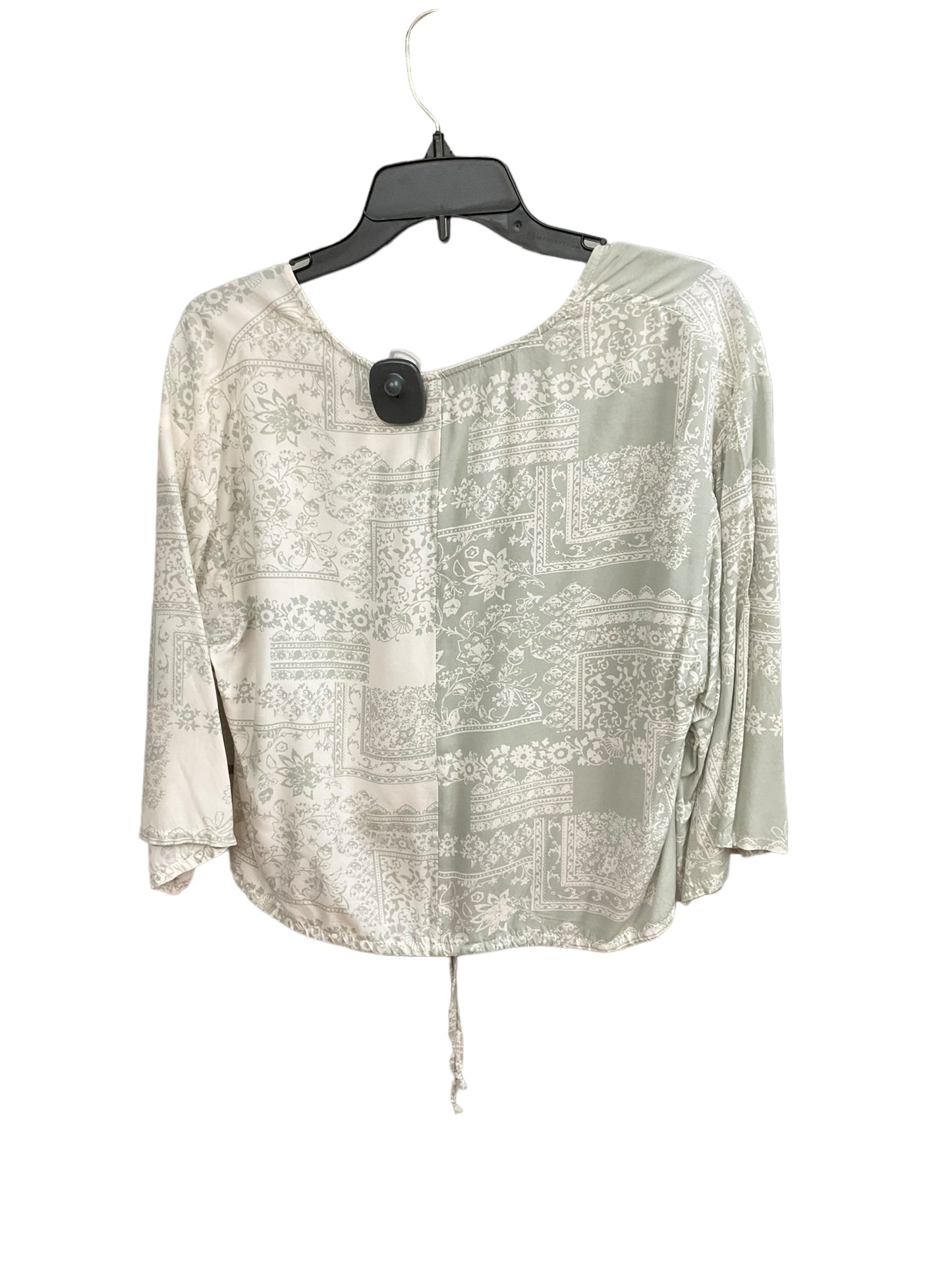 Green & White Blouse 3/4 Sleeve By Together, Size M