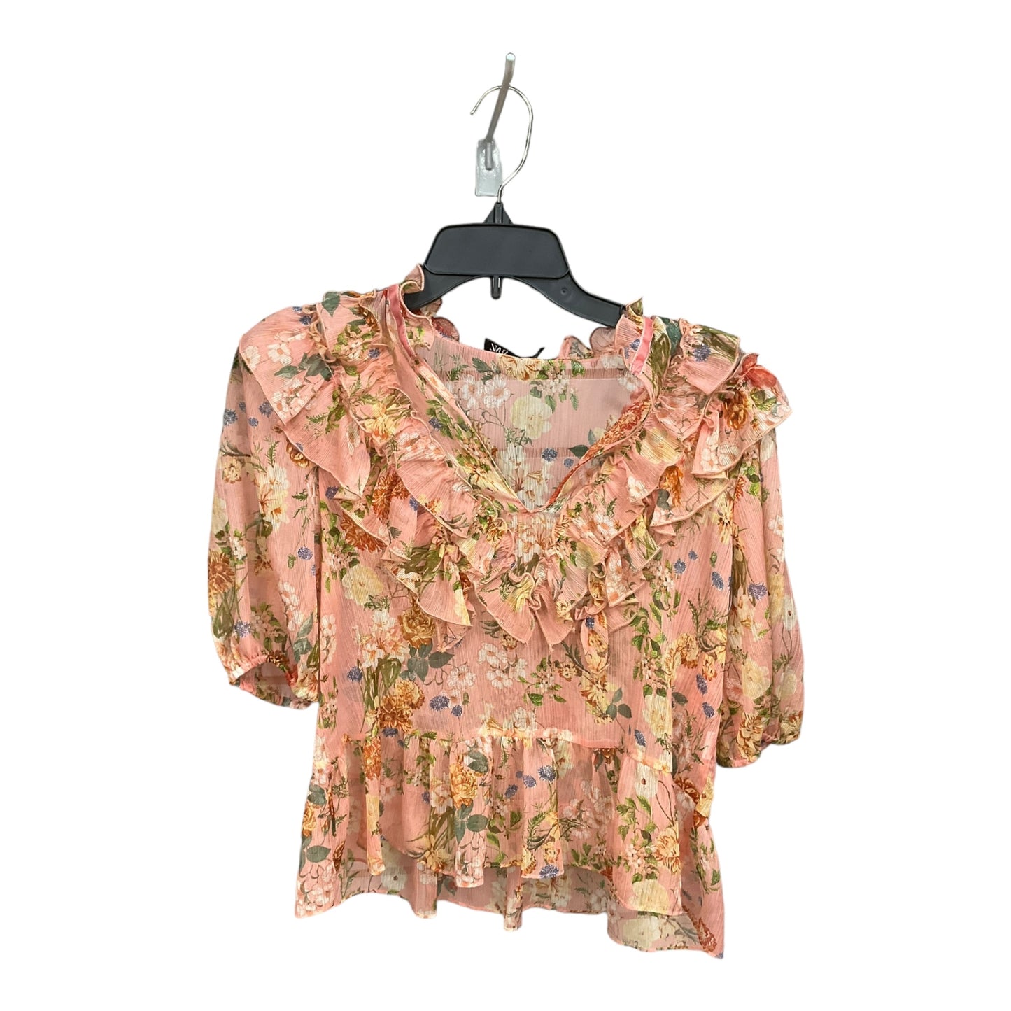 Floral Print Blouse Long Sleeve Zara, Size S