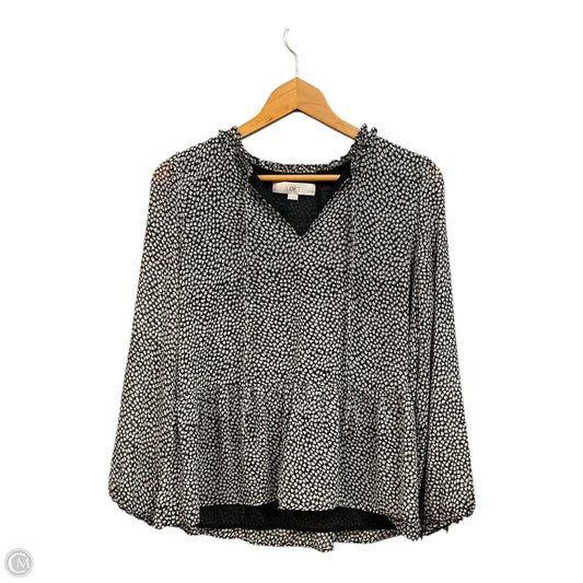 Blouse Long Sleeve By Loft In Black & White, Size: Sp