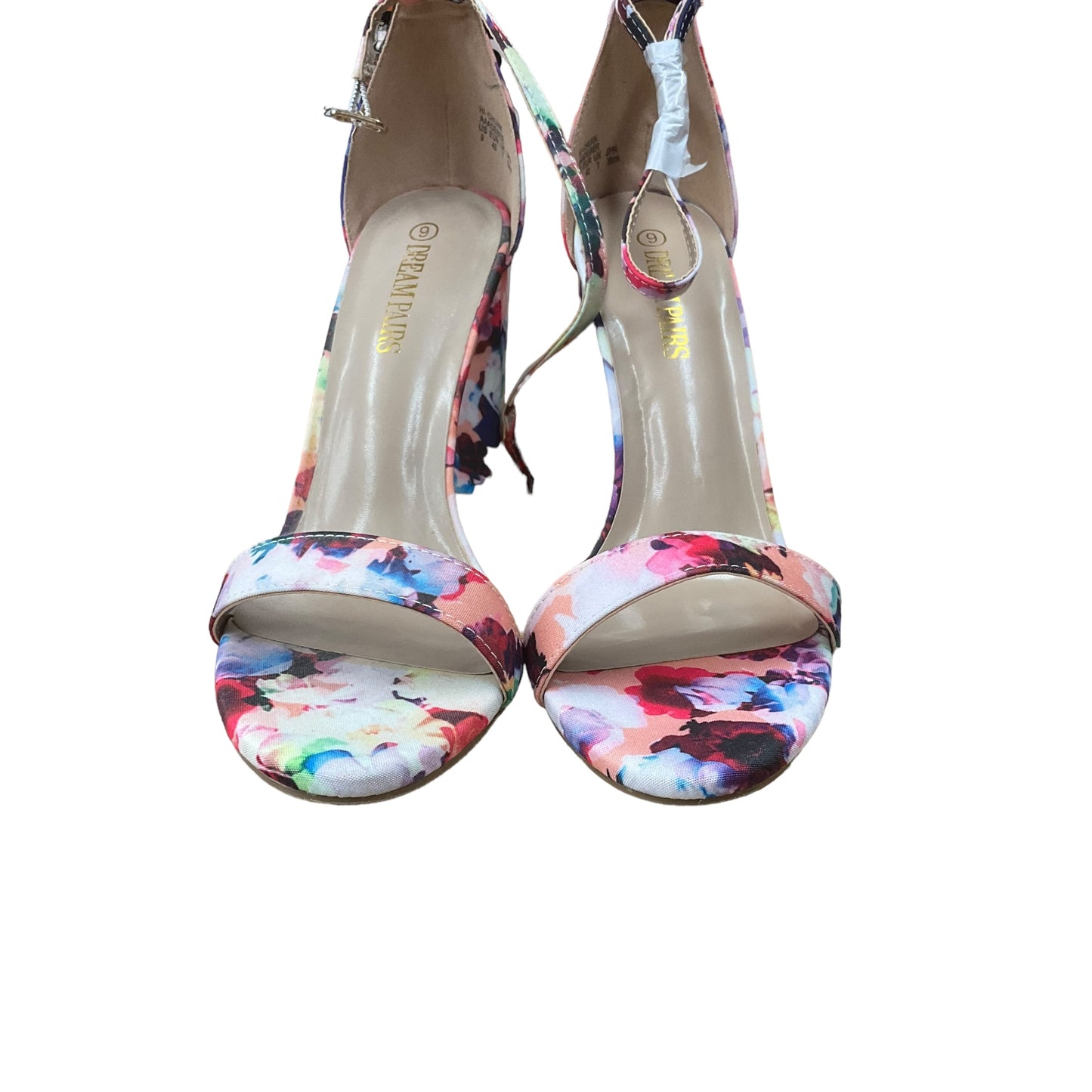 Floral Print Sandals Heels Block Cmc, Size 9