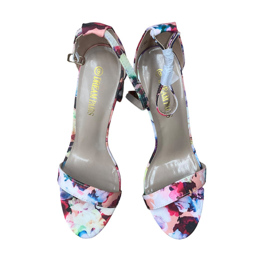 Floral Print Sandals Heels Block Cmc, Size 9