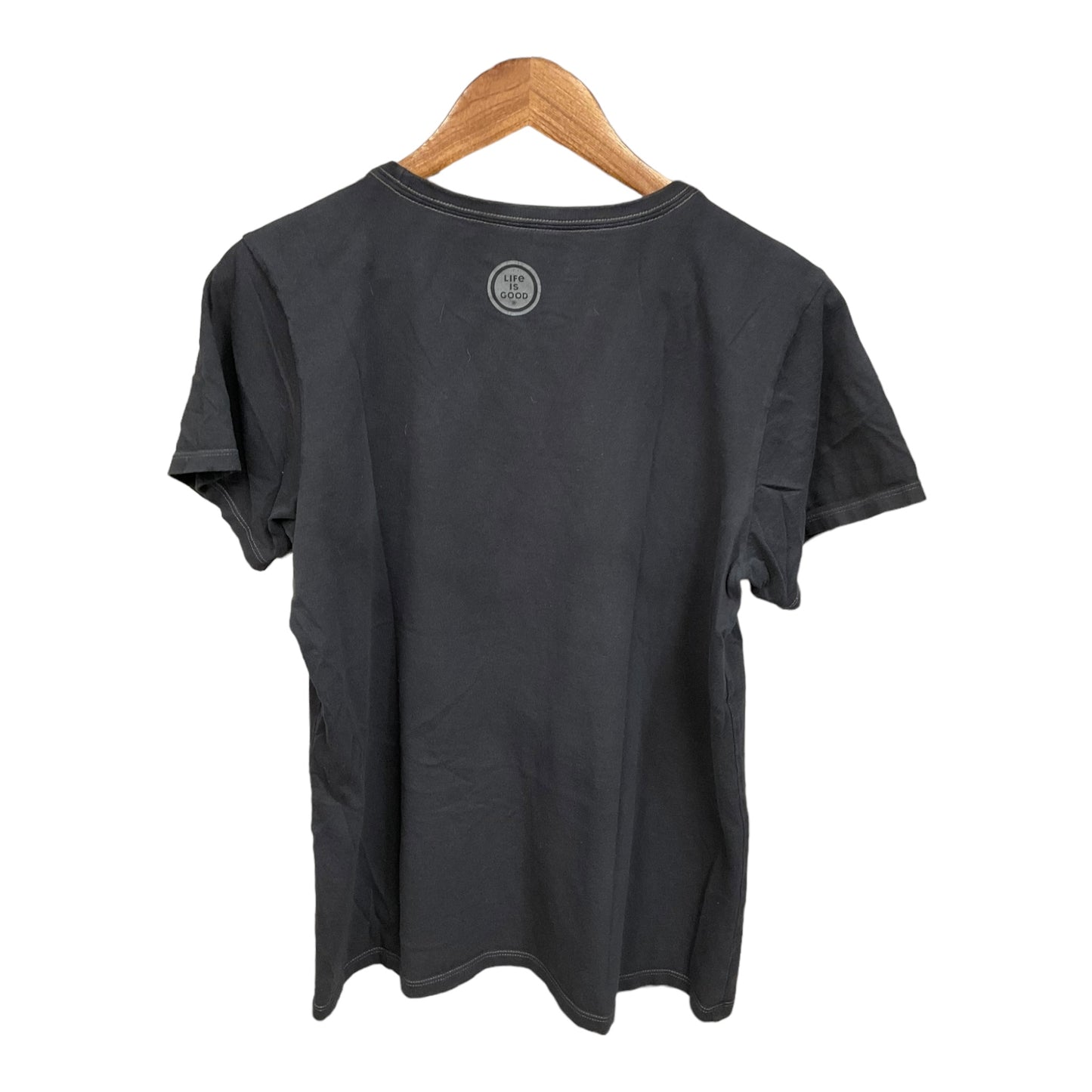 Top Short Sleeve By Life Is Good In Grey, Size: L