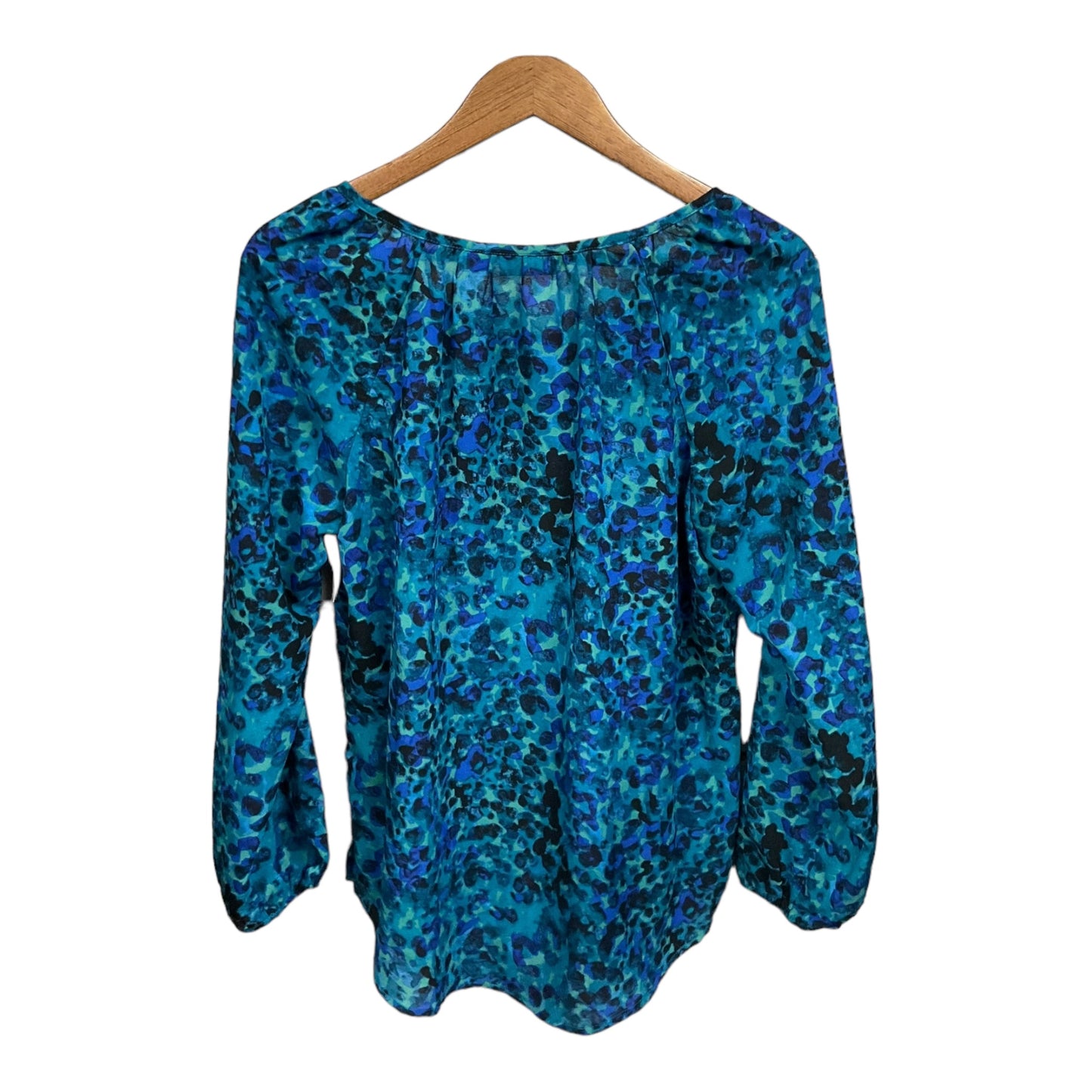 Blouse Long Sleeve By Liz Claiborne In Black & Blue, Size: M