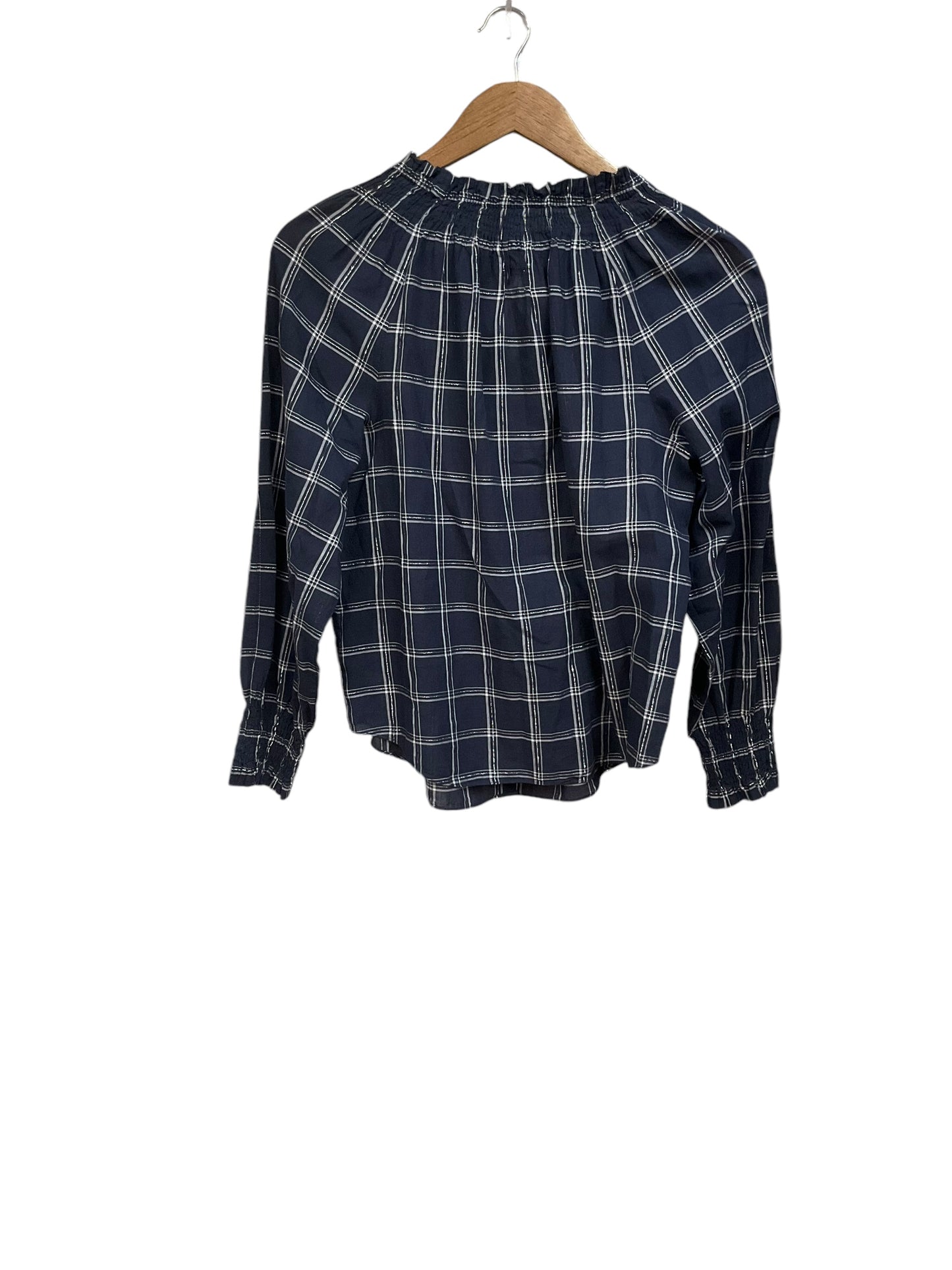 Blouse Long Sleeve By Rebecca Taylor In Plaid Pattern, Size: S